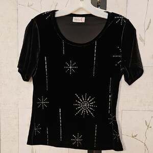 Studio Black Fitted Embellished Blouse